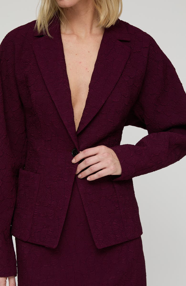 Lafayette 148 New York Matelassé Jacquard Pintuck Back Jacket, Alternate, color, Violet Ash