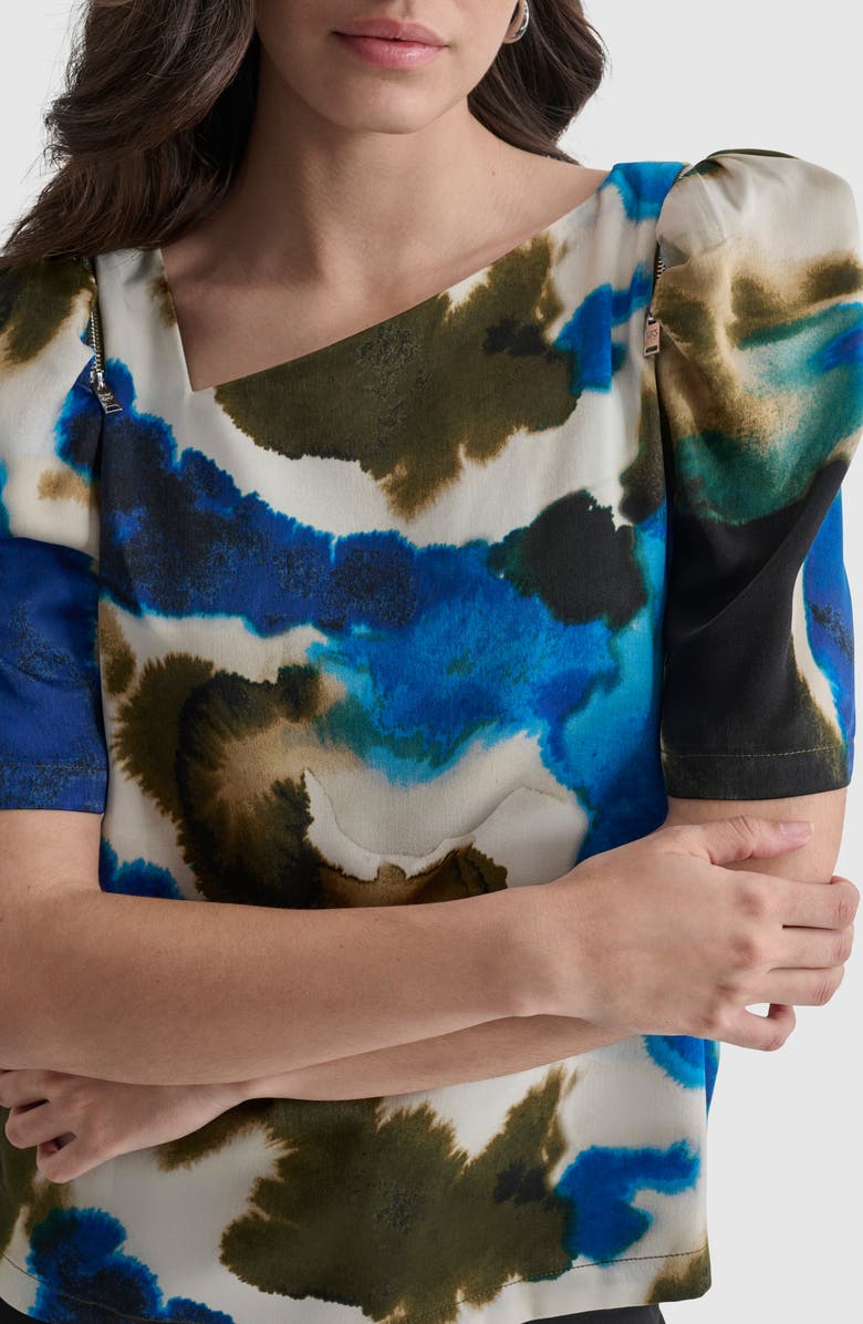 DKNY Watercolor Zip Shoulder Top, Alternate, color, 
