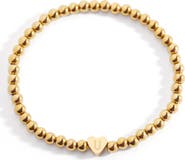 Mint & Lily Gold Beaded with Heart Initial Bracelet