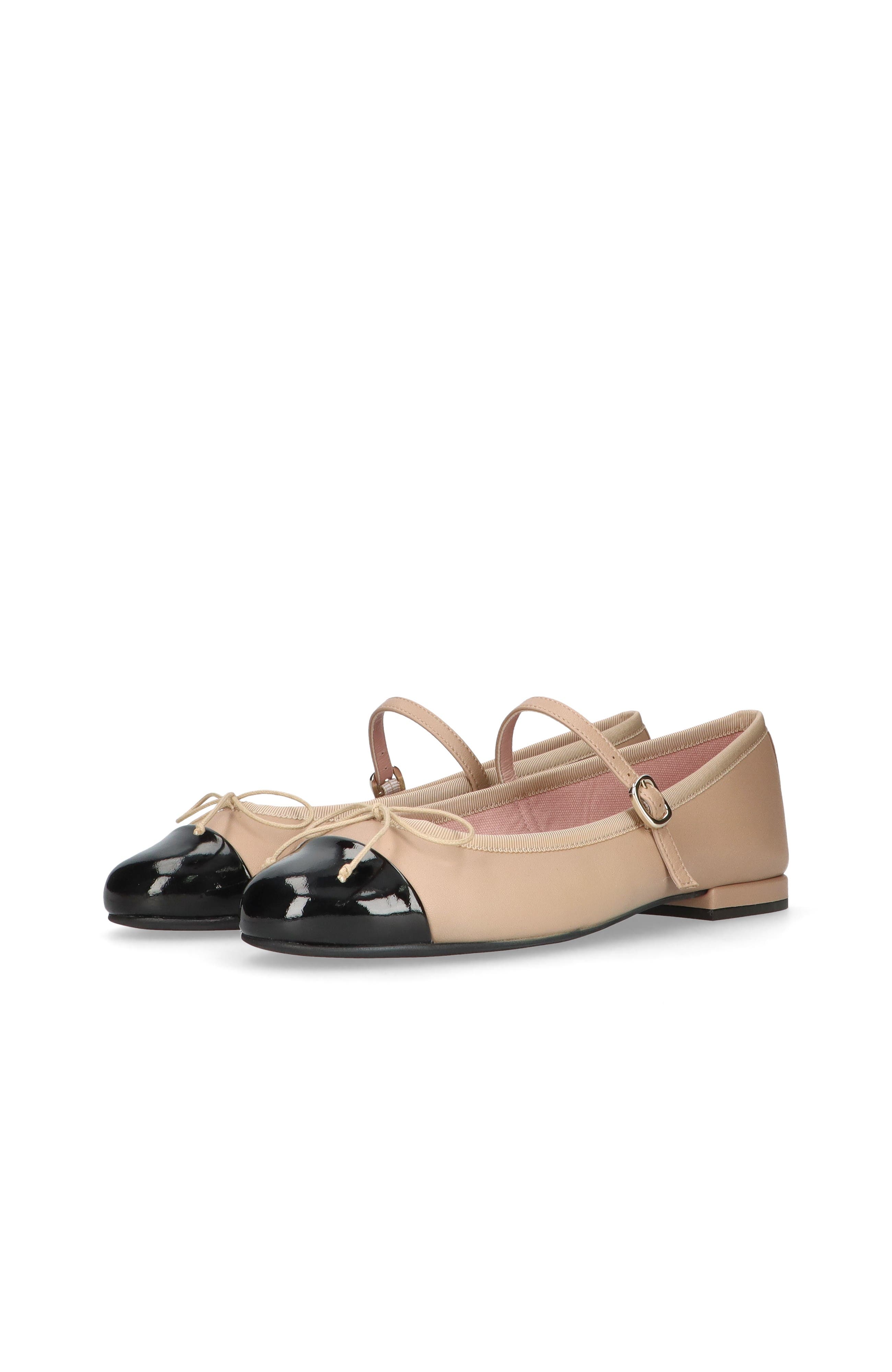 Round Toe Strap Ballet Flat With Heel, Alternate, color, Beige