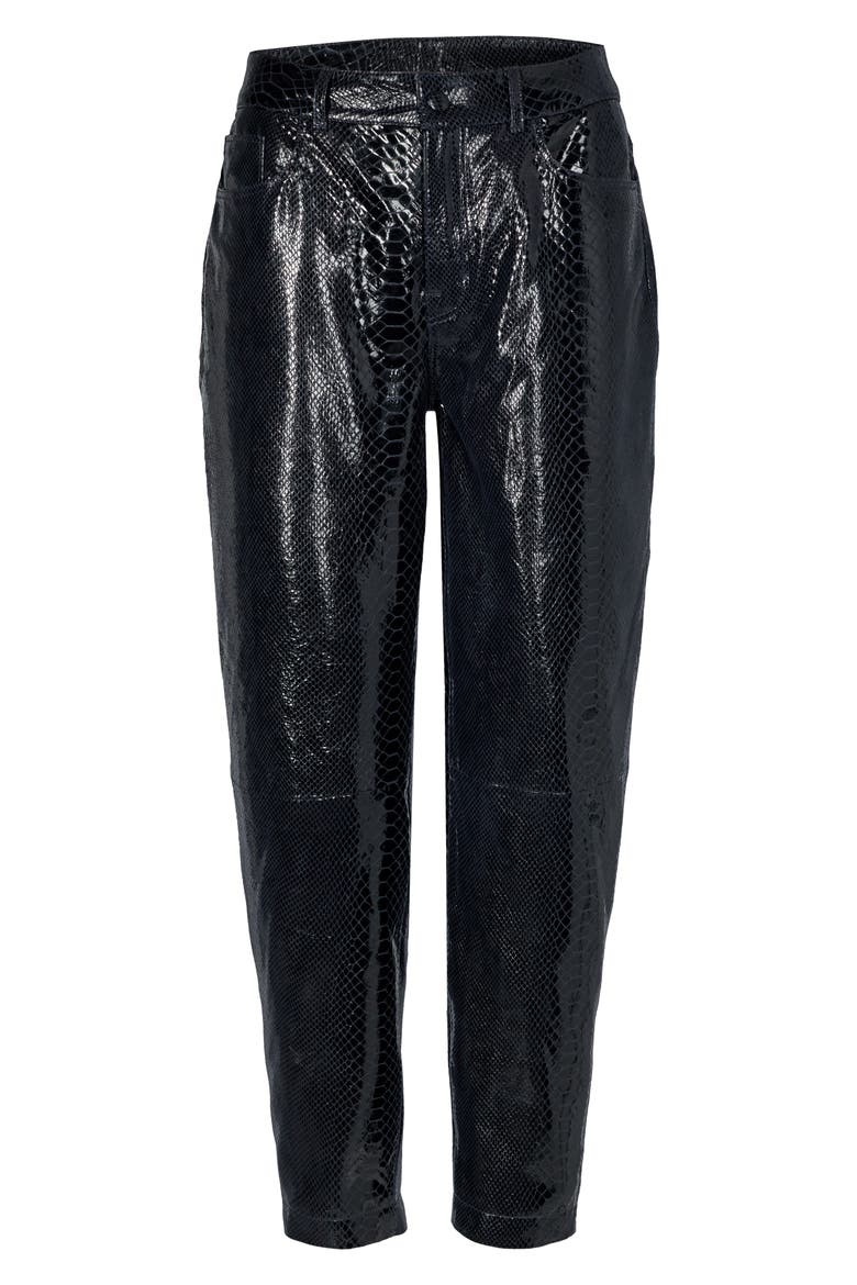 Elsa Snake Embossed Leather Pants, Main, color, TOTAL ECLIPSE