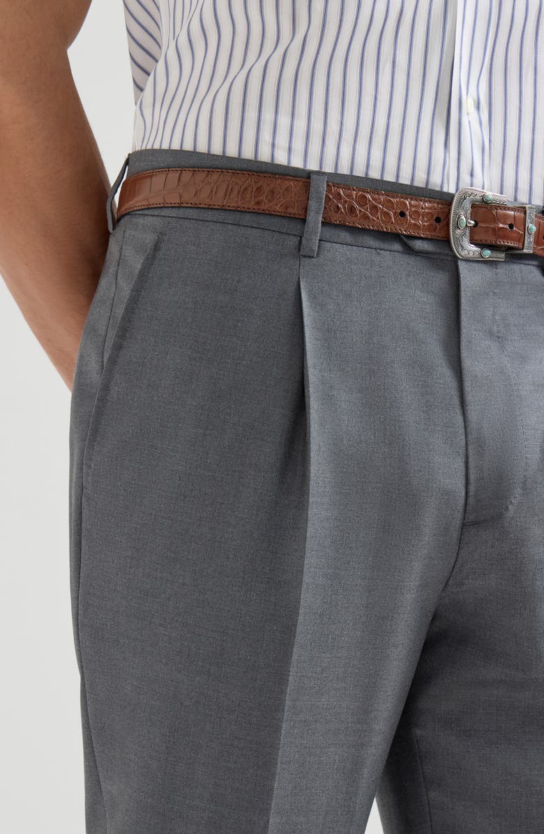 Brunello Cucinelli Super 150s virgin wool four season batavia trousers, Alternate, color, Medium Grey