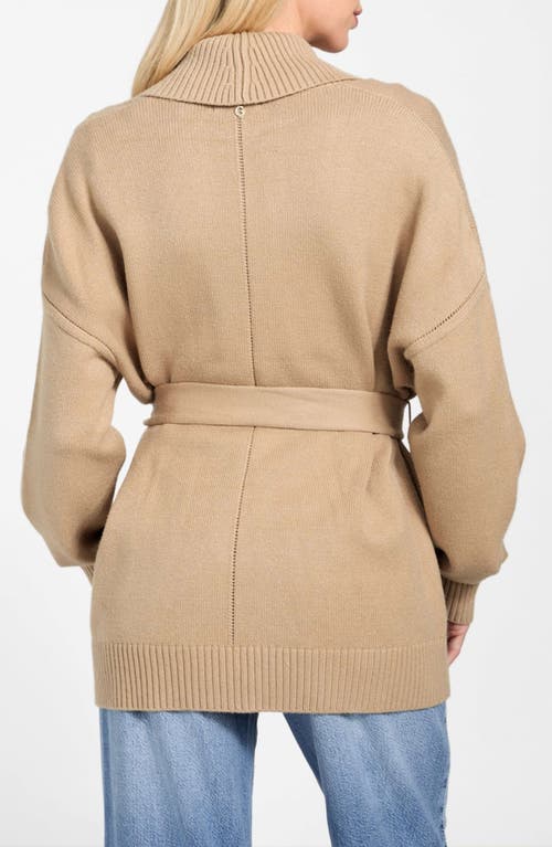 Guess Belted Shawl Collar Cardigan In Neutral