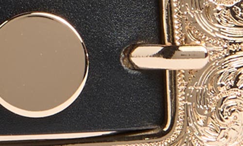 Linea Pelle Western Buckle Studded Faux Leather Belt In Black
