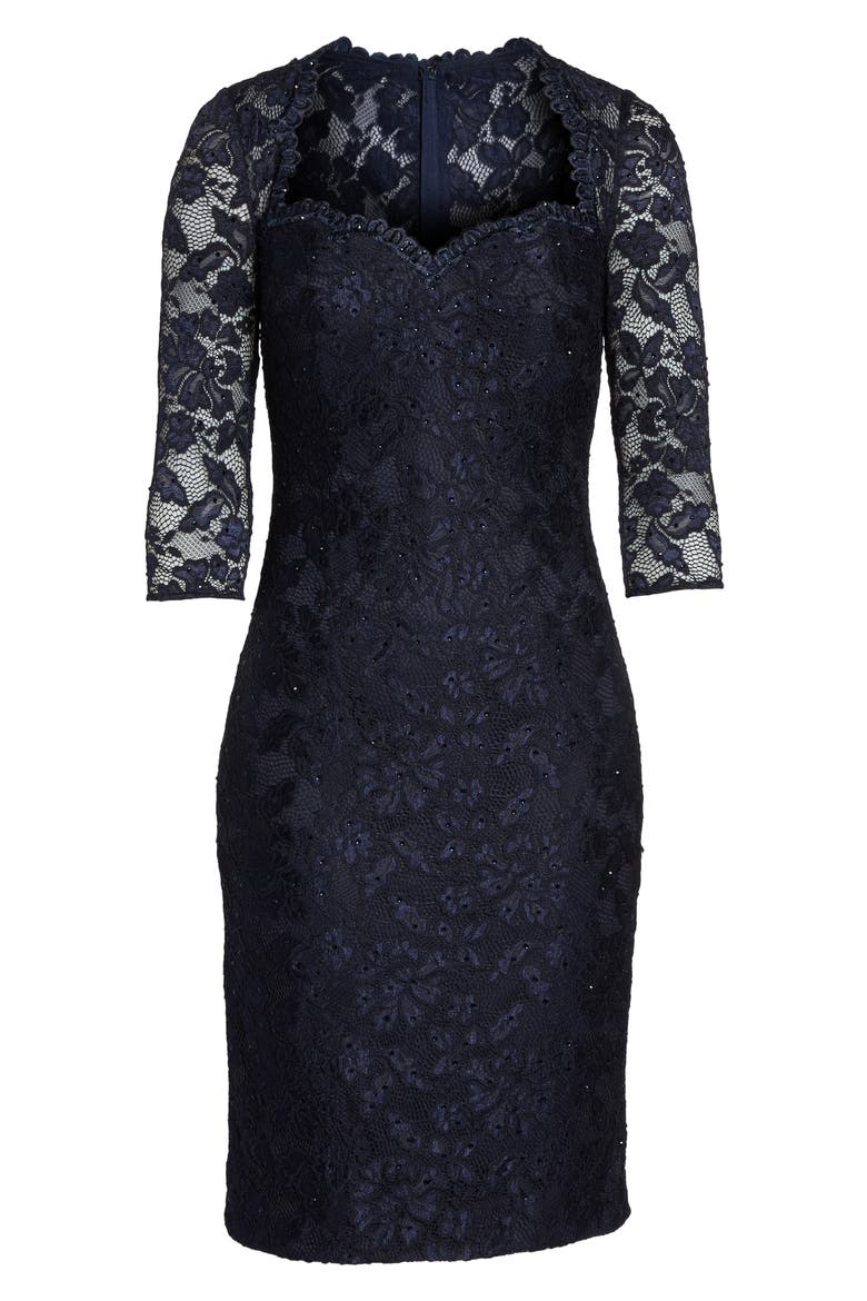Lace Cocktail Dress, Alternate, color, NAVY