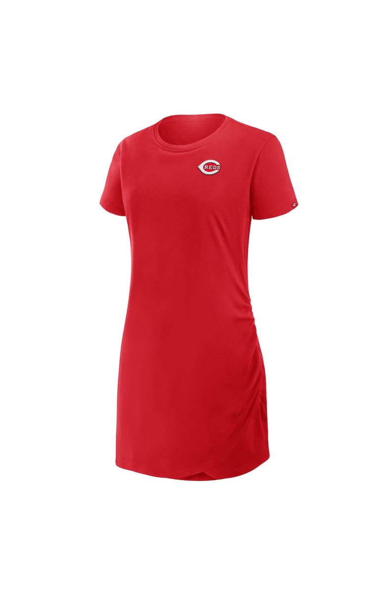 FANATICS Women's Fanatics Red Cincinnati Reds Ruched Drape T-Shirt Dress, Alternate, color, Red