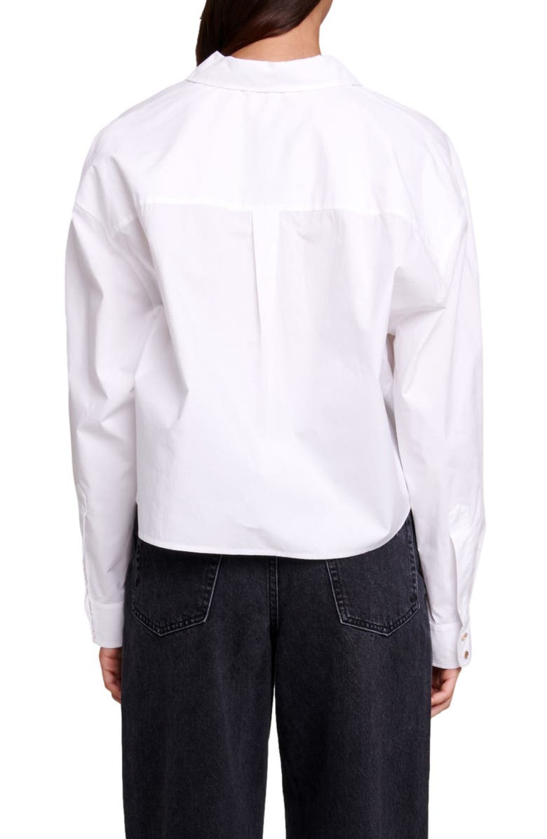 maje Cimidis Embroidered Logo Crop Cotton Button-Up Shirt, Alternate, color, 