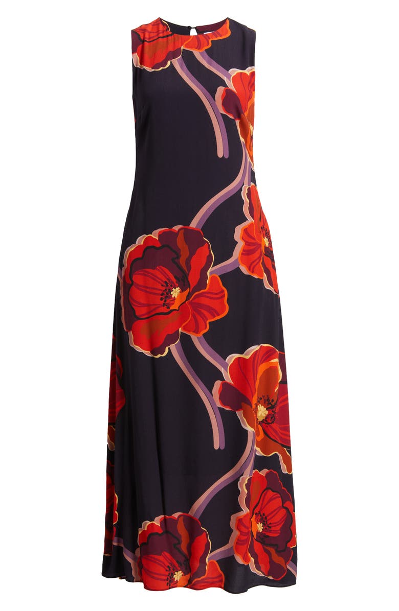 Lost + Wander Iris Floral Print Sleeveless Maxi Dress, Alternate, color, Black Red