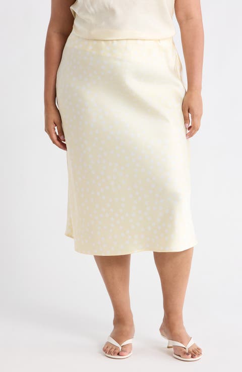 Polka Dot Print Maxi Skirt (Plus)