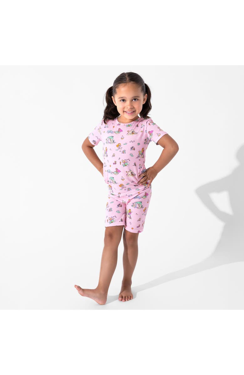Bellabu Bear Mermaid Lagoon Kids 2-Piece Short Sleeve & Shorts Pajama Set, Alternate, color, Mermaid Lagoon