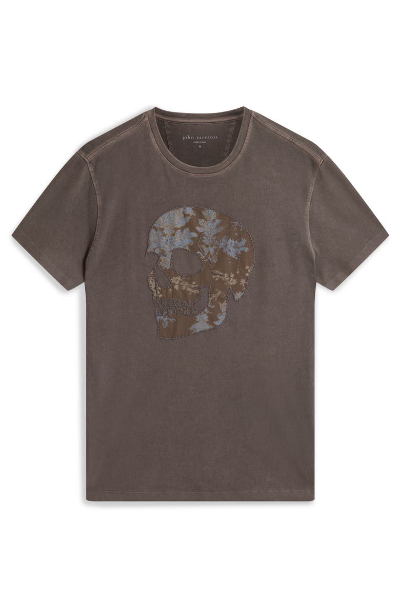 John Varvatos Skull Appliqué T-Shirt, Alternate, color, Kalamata