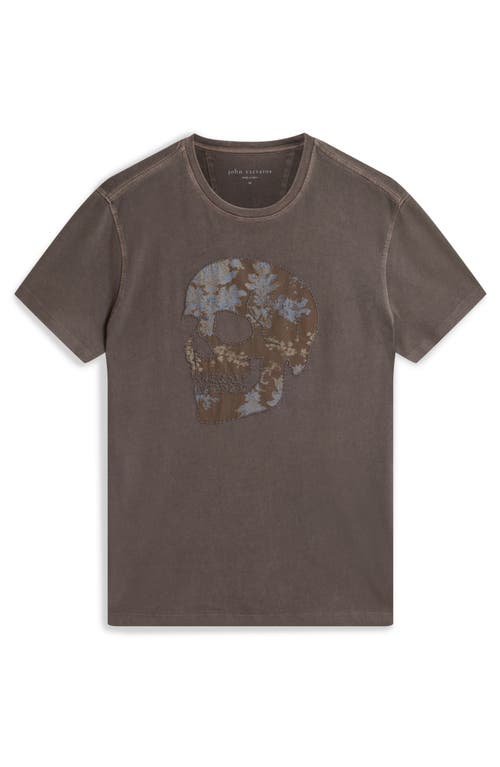 John Varvatos Applique Skull Short Sleeve Crewneck Tee In Kalamata