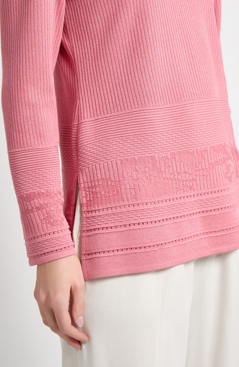 Misook Mixed Stitch Relaxed Fit Sweater, Alternate, color, Honey Suckle