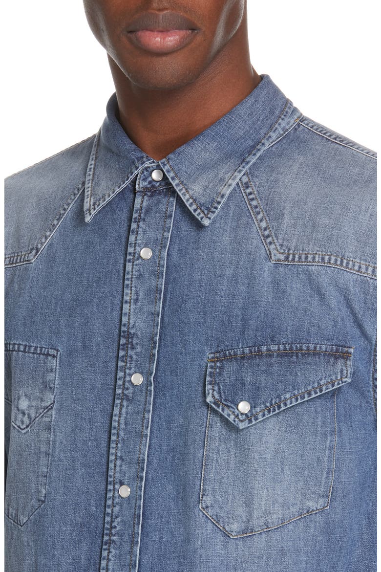 Denim Sport Shirt, Alternate, color, INDIGO