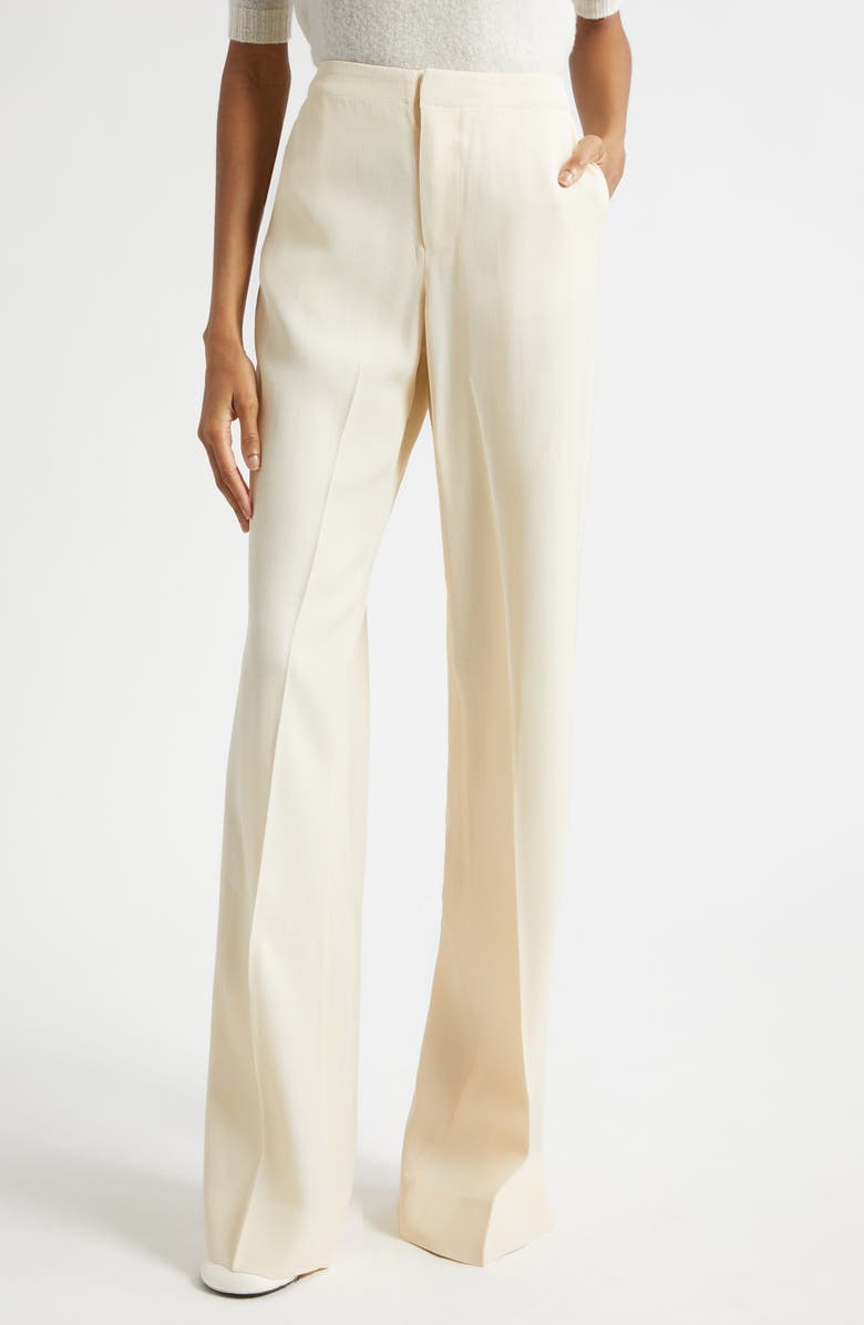 Diotima Sine Split Hem Straight Leg Trousers, Main, color, Ecru