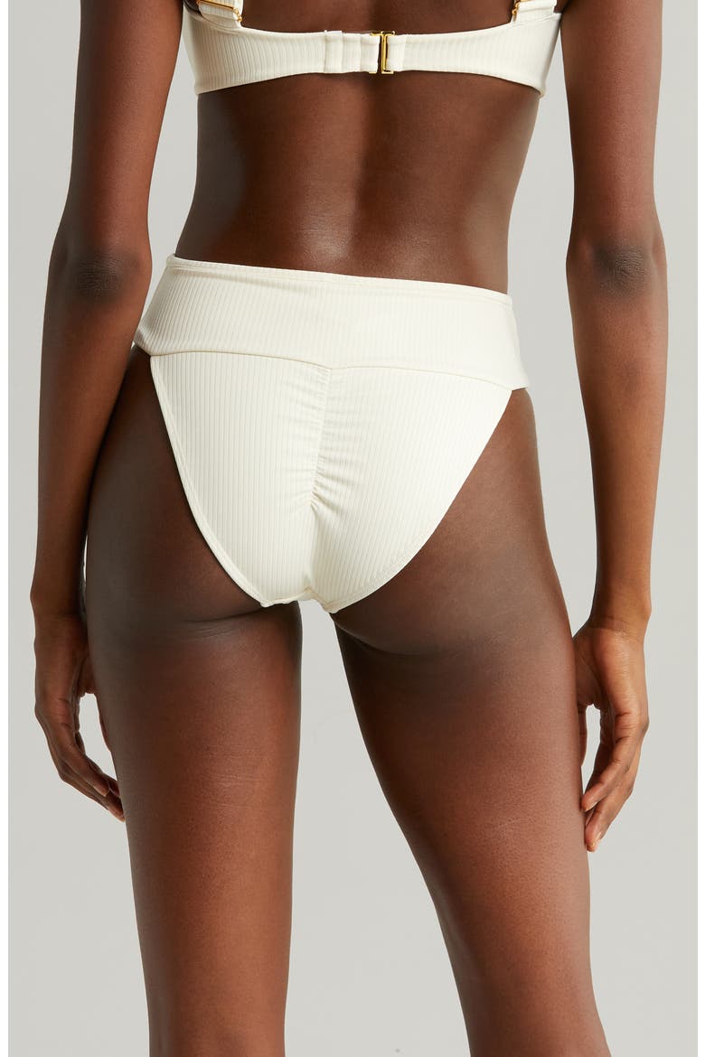 Tamarindo Rib High Cut Bikini Bottoms, Alternate, color, CREAM RIB