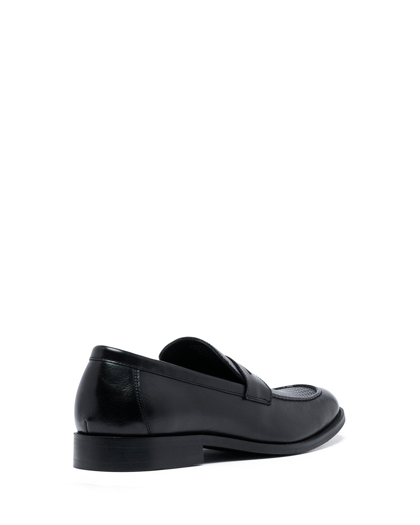 Uncut CLARKE Round Toe Penny Loafer, Alternate, color, Black Pu