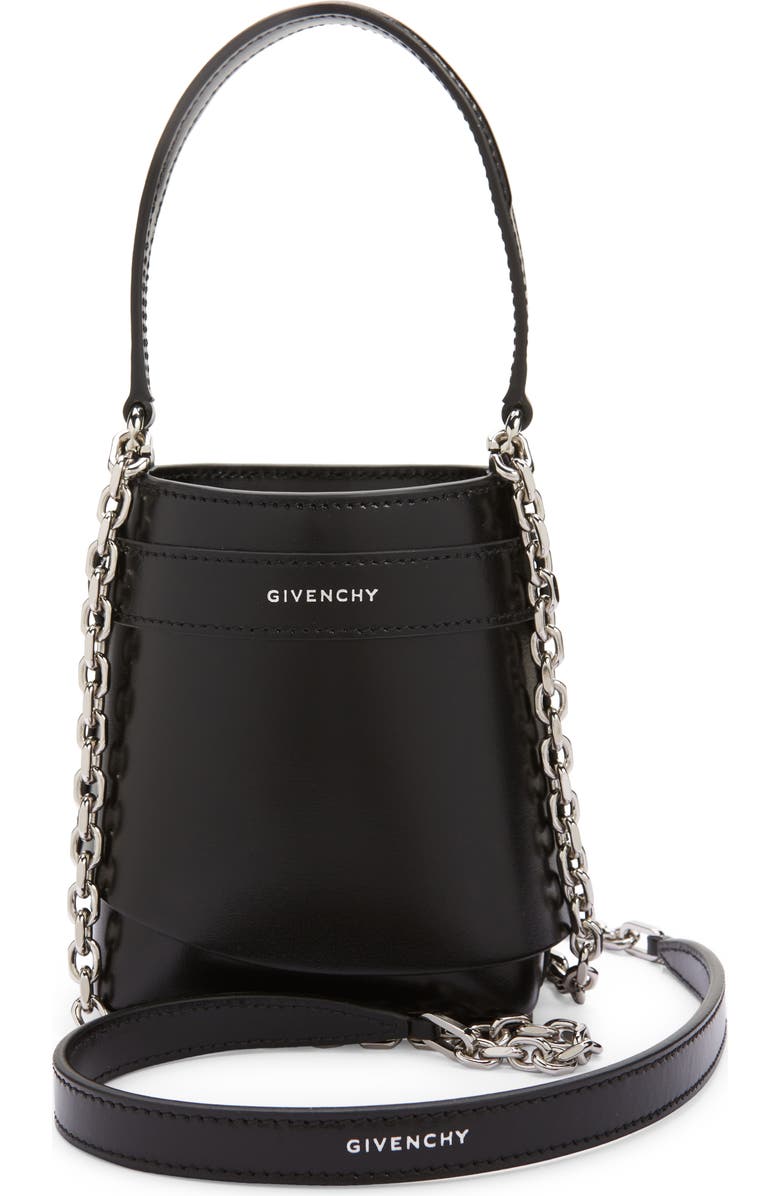Givenchy Micro Shark Lock Leather Bucket Bag, Alternate, color,