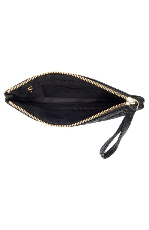 Shop Mundi Small Leather Goods Woven Wristlet In Black