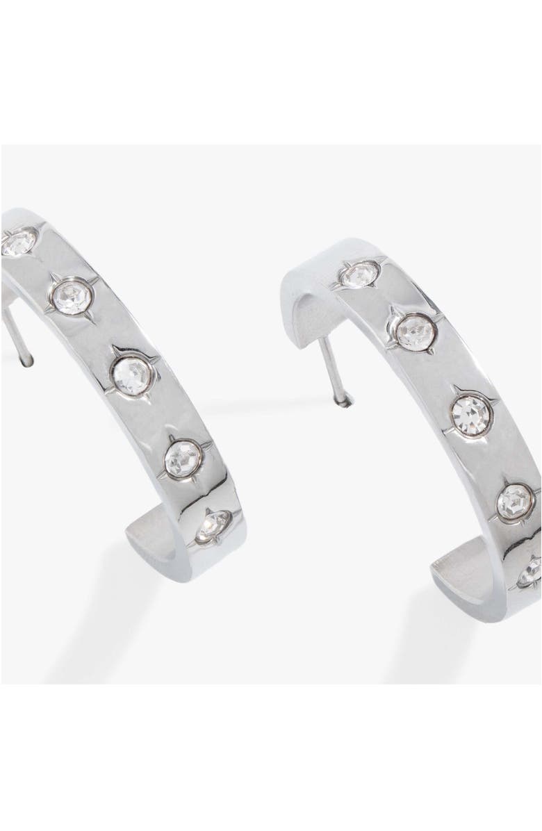 Alex and Ani Crystal Accent Hoop Earrings, Alternate, color, Silver