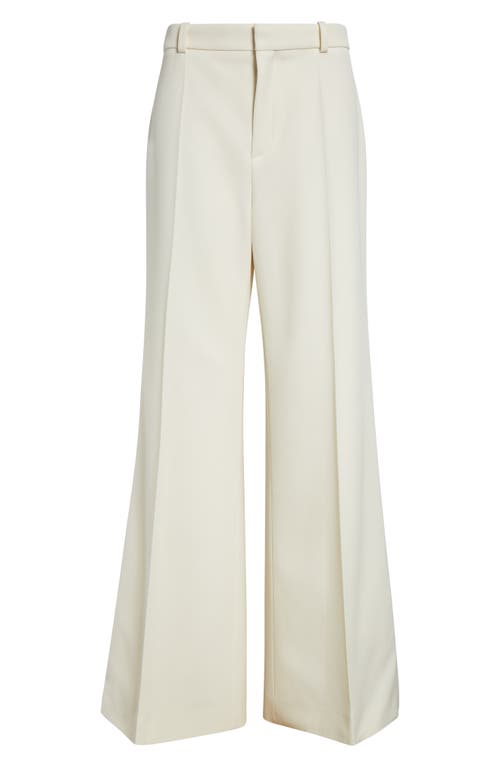 Chloé Wool Grain De Poudre Flare Leg Pants In Dusty White
