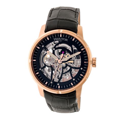 Ryder Skeleton Leather-Band Watch