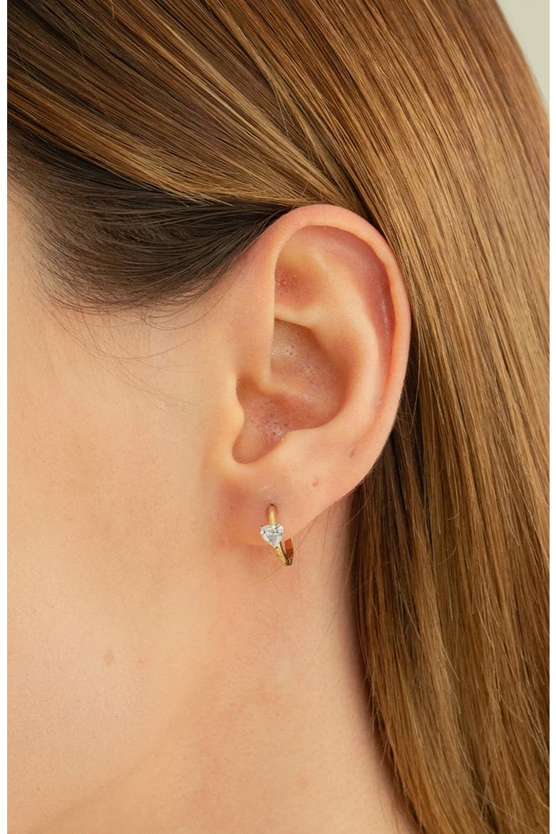 Sterling Silver 18k Gold Plated Annette Huggies Crystal Dainty, Alternate, color, Gold