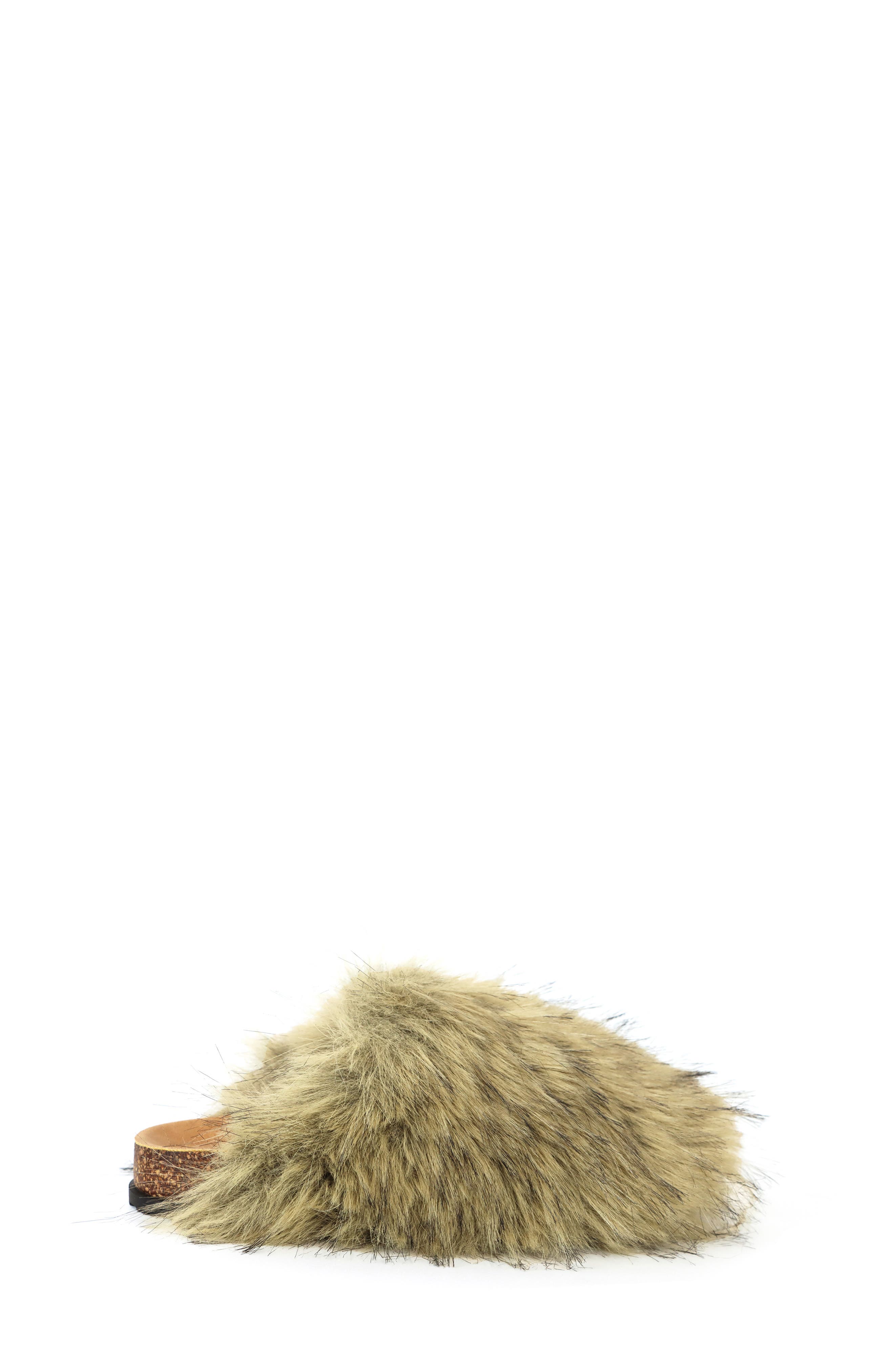 Kids' Lorena Faux Fur Slide, Alternate, color, SAND