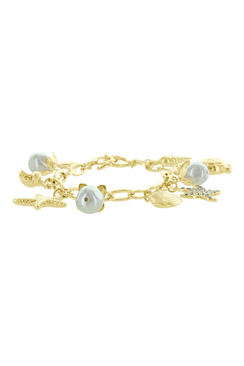 Mermaid Dreams Charm Bracelet, Alternate, color, GOLD / WHITE / CLEAR