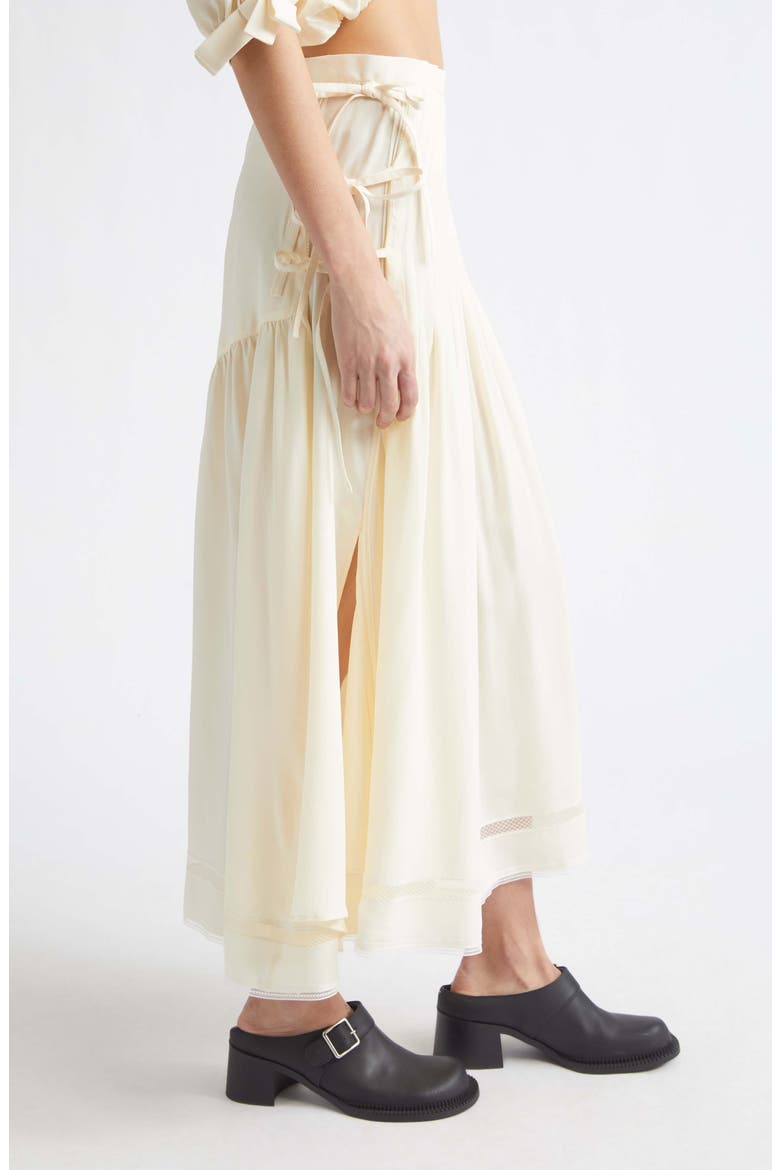 Side Bows Crepe Midi Skirt, Alternate, color, ECRU