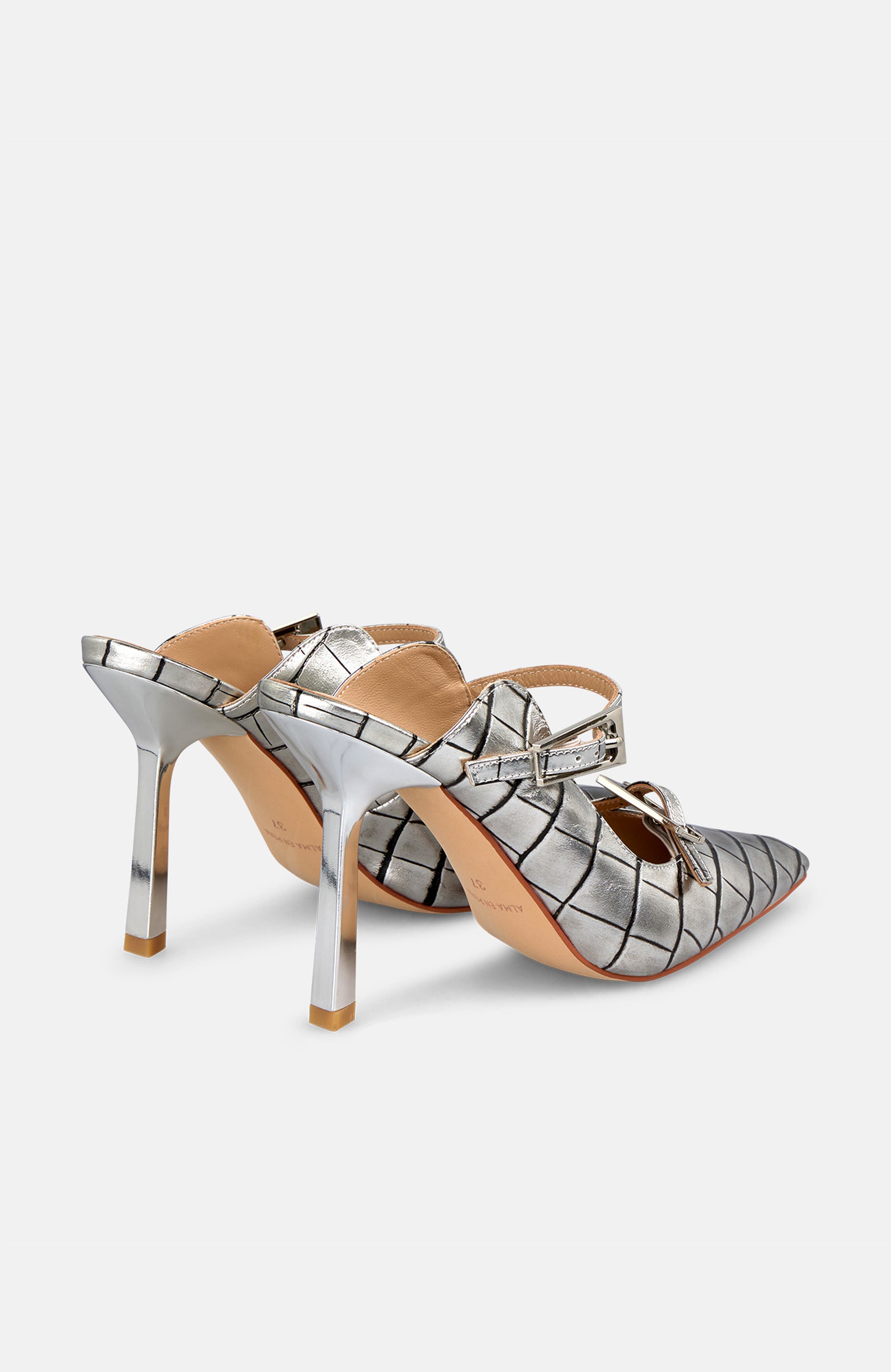 Buckled Ankle Strap Shoe, Alternate, color, Silver