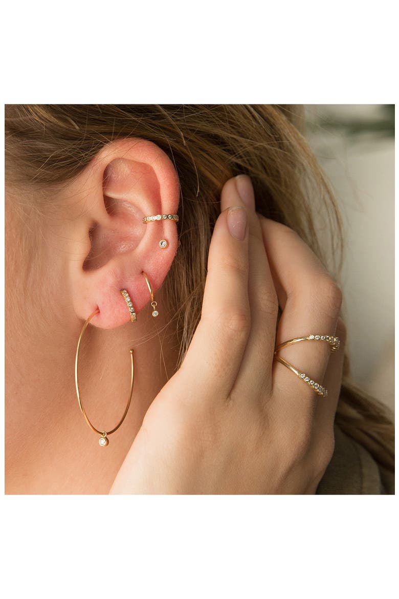 Diamond Small Hoop Earrings, Alternate, color, YELLOW GOLD