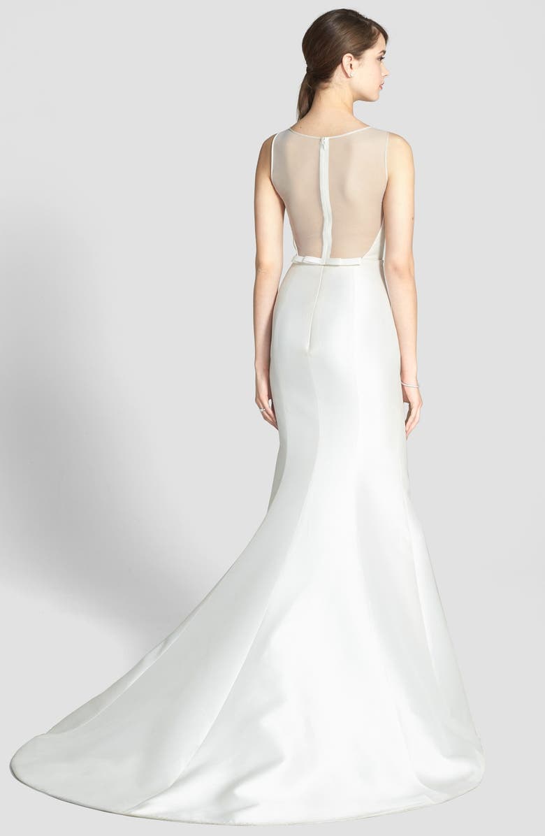 Amsale Preston Silk Magnolia Sheath Wedding Dress, Alternate, color, 