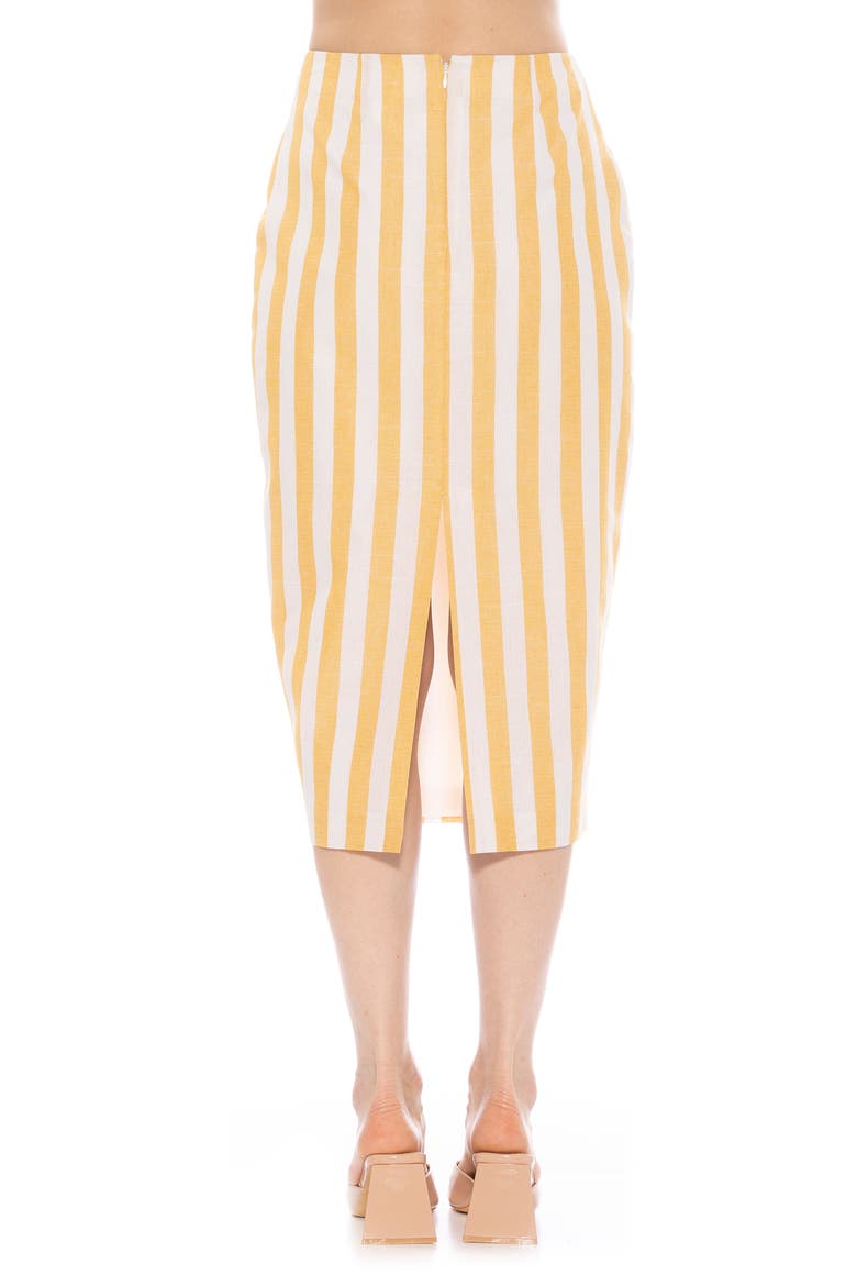 Jacki Stripe Linen Midi Pencil Skirt, Alternate, color, YELLOW STRIPE