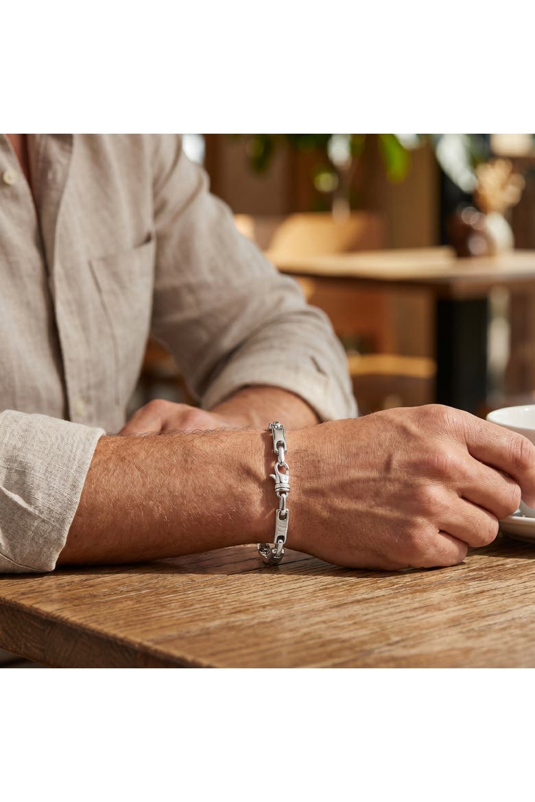 Men's Polished Steel Oval Clasp 6mm Flexible Link  8.5 " Bracelet, Alternate, color, Stainless Steel