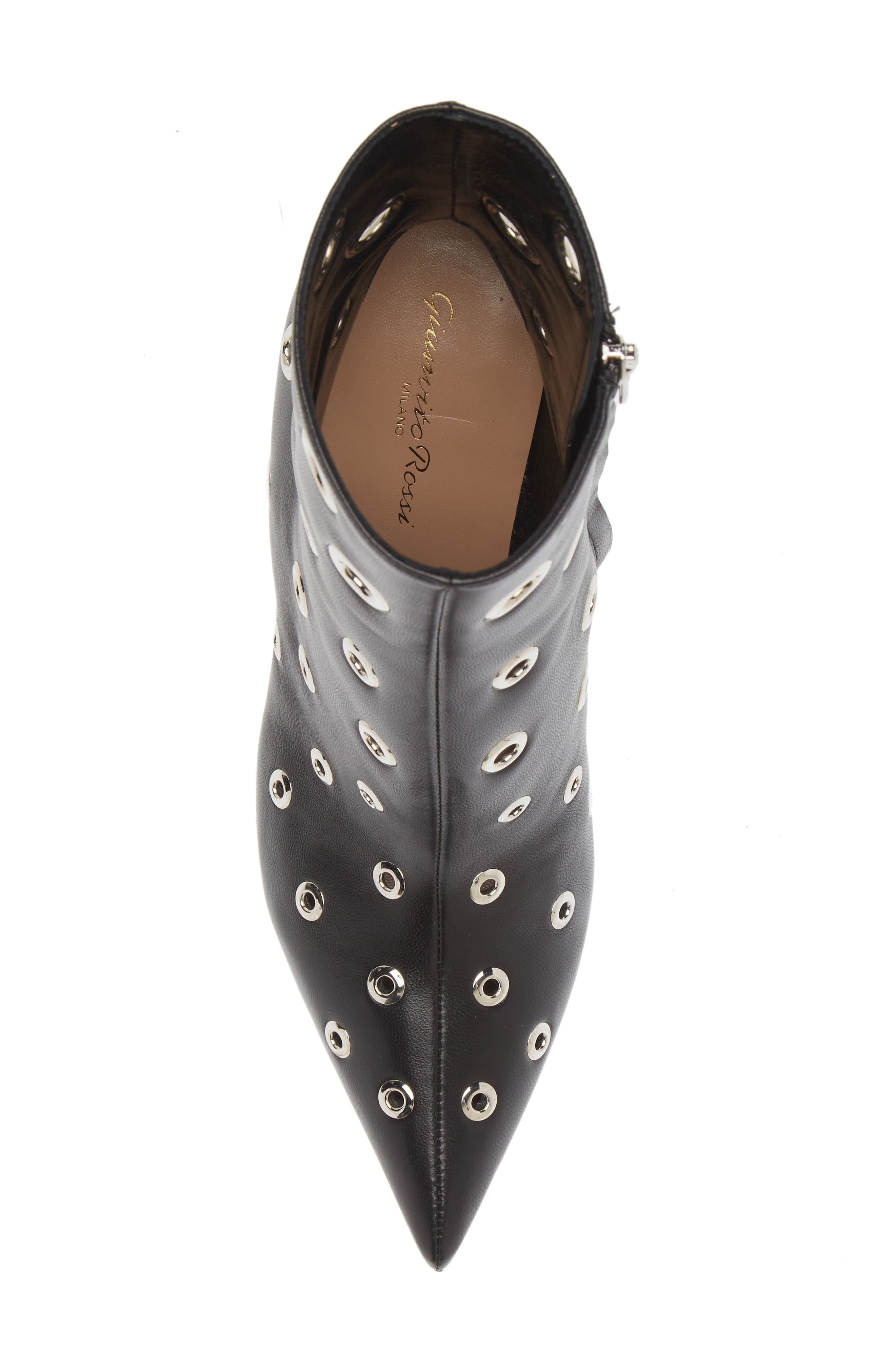 Pointed Toe Grommet Bootie, Alternate, color, BLACK