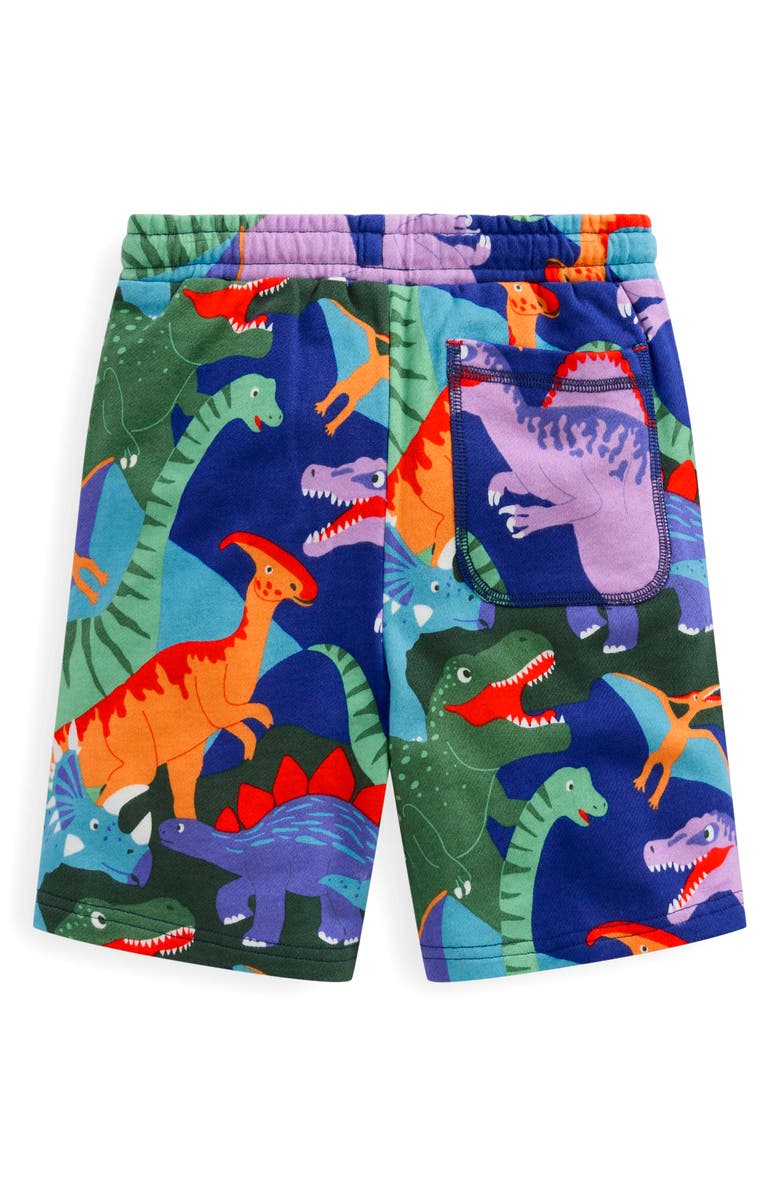 Mini Boden Kids' Dinosaur Print Cotton Knit Shorts, Alternate, color, 