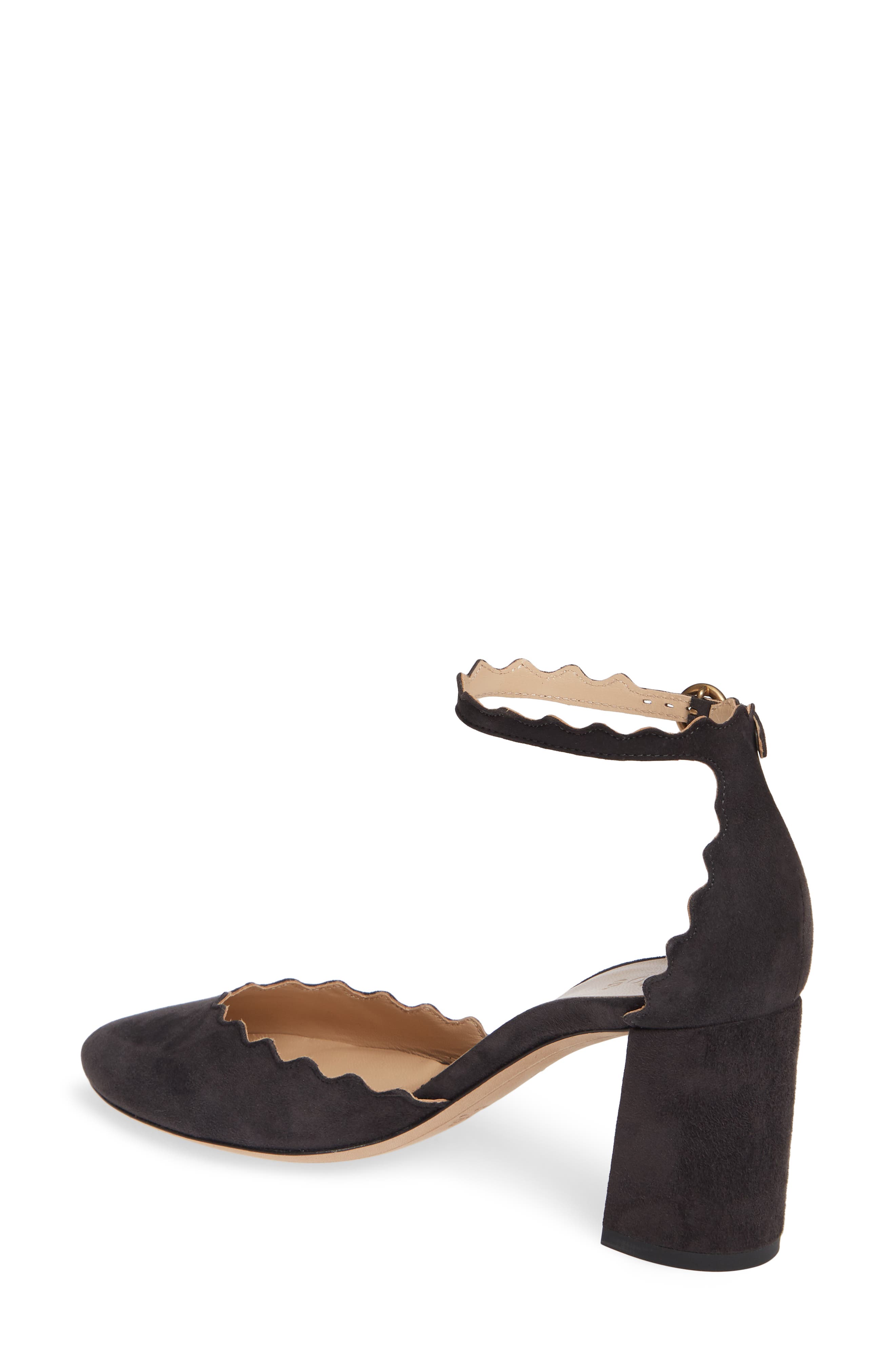 Chloé Scalloped Ankle Strap d'Orsay Pump, Alternate, color, 