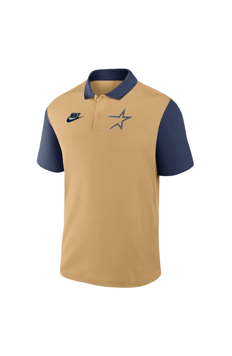 Nike Men's Nike Gold/Navy Houston Astros Cooperstown Collection Color-Block Victory Performance Polo, Alternate, color, 
