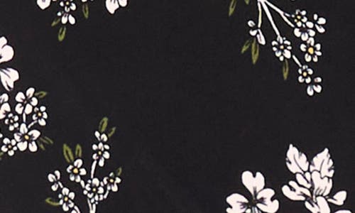 Cece Floral Print Puff Shoulder Top In Black