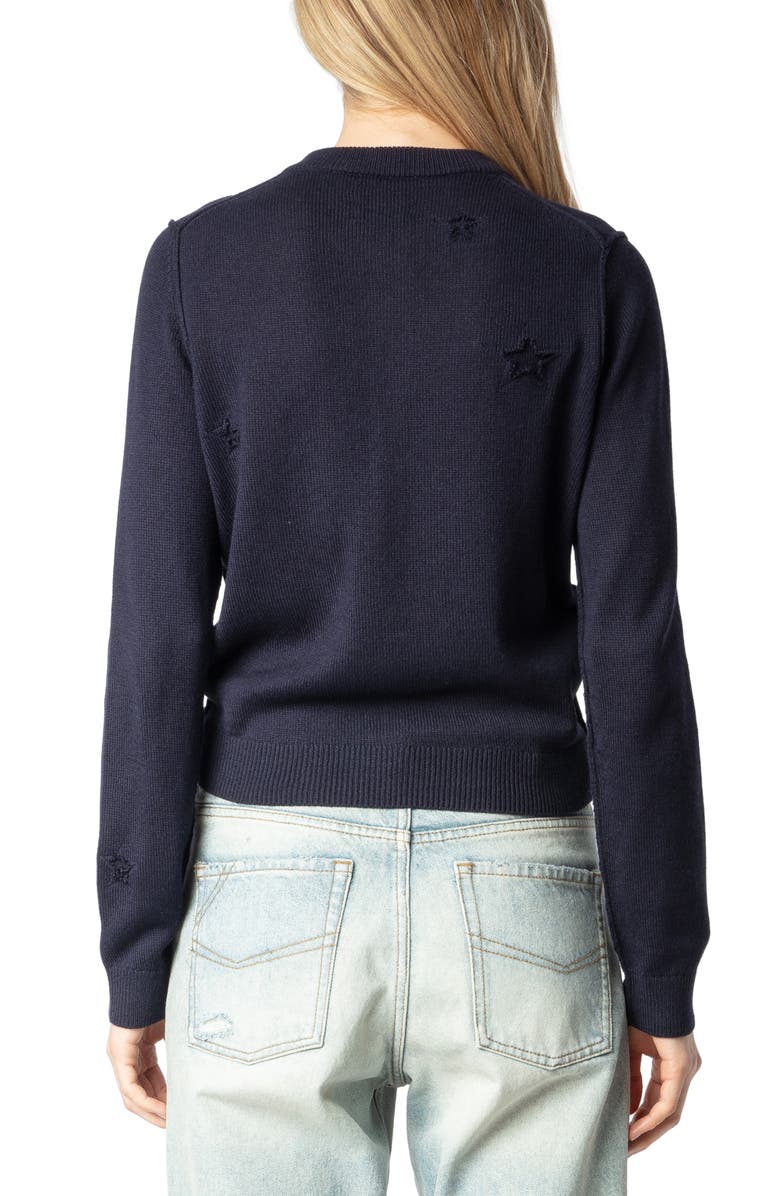 Zadig & Voltaire Alpha Star Intarsia Silk & Cashmere Cardigan, Alternate, color, 