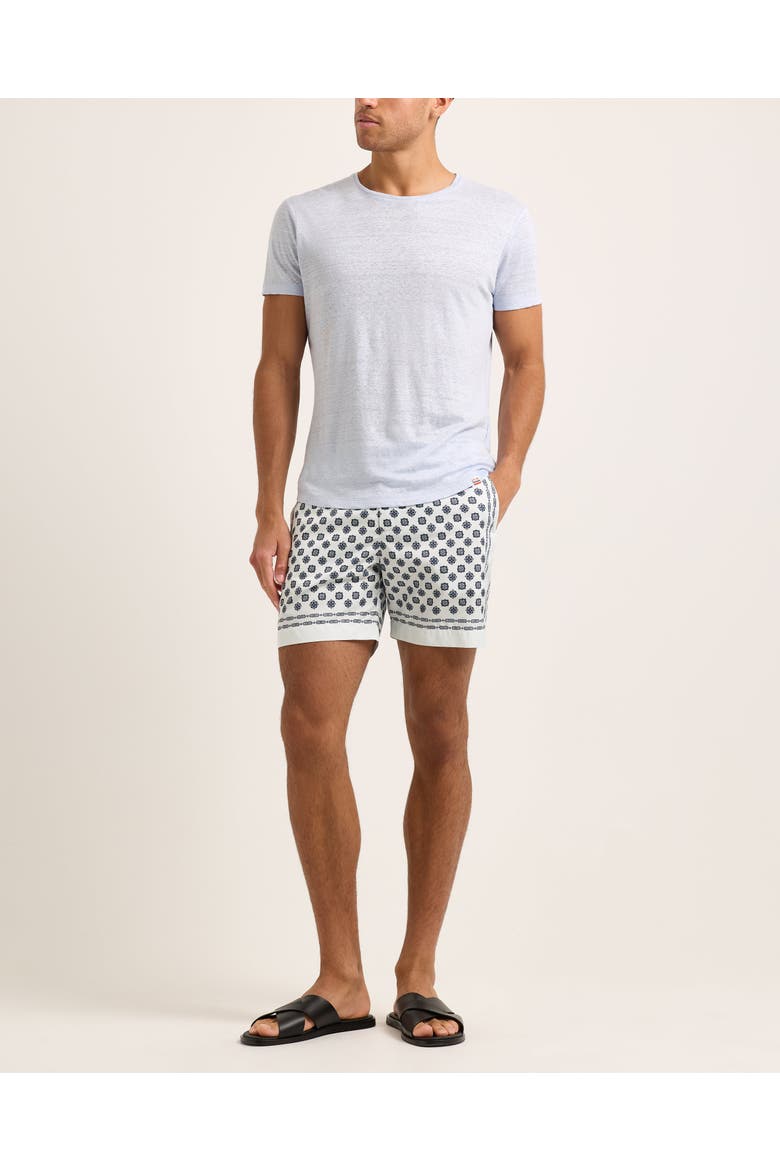 Bulldog Exclusive-Print Mid-Length Swim Shorts, Alternate, color, WHITE SAND