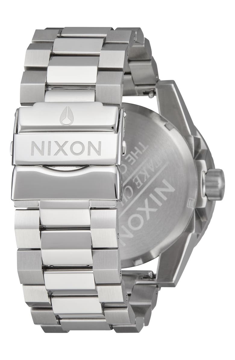 Nixon Corporal Bracelet Watch, 48mm, Alternate, color, Silver / Coral