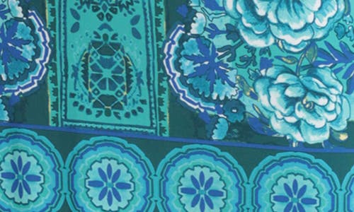 London Times Floral 3/4 Sleeve Shift Dress In Teal/blue