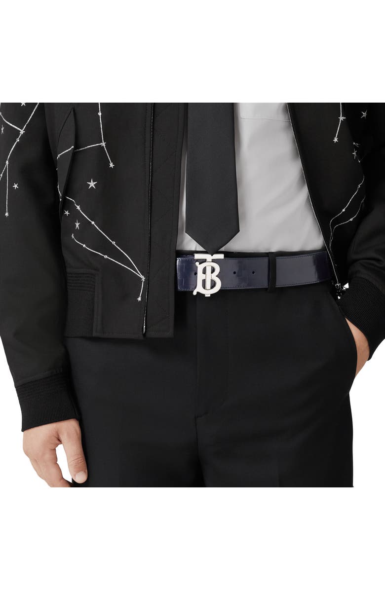 Burberry Reversible TB Monogram Check Embossed Leather Belt, Alternate, color, 