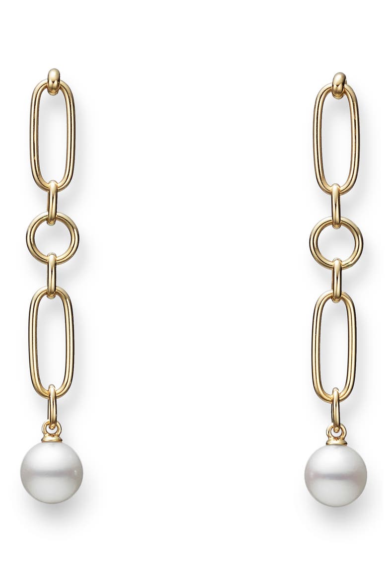 M Collection Cultured Pearl Drop Earrings, Main, color, 18KY