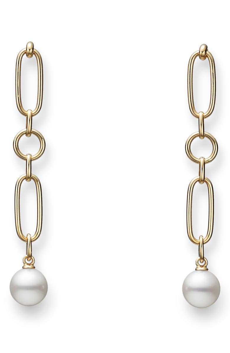 Mikimoto M Collection Cultured Pearl Drop Earrings, Main, color, 18Ky