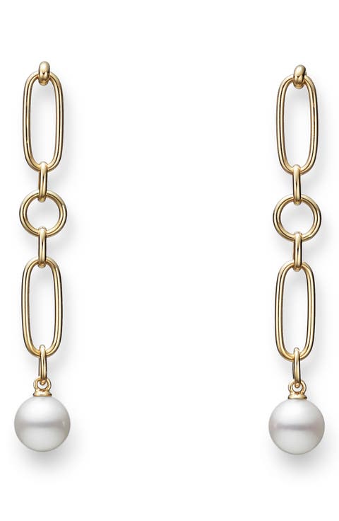 M Collection Cultured Pearl Drop Earrings