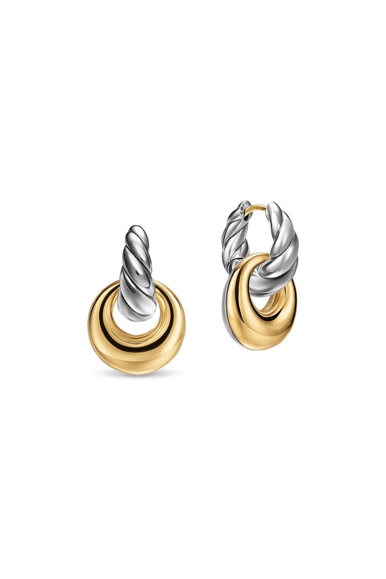 Sculpted Cable 14k Gold & Sterling Silver Drop Earrings, Main, color, SILVER