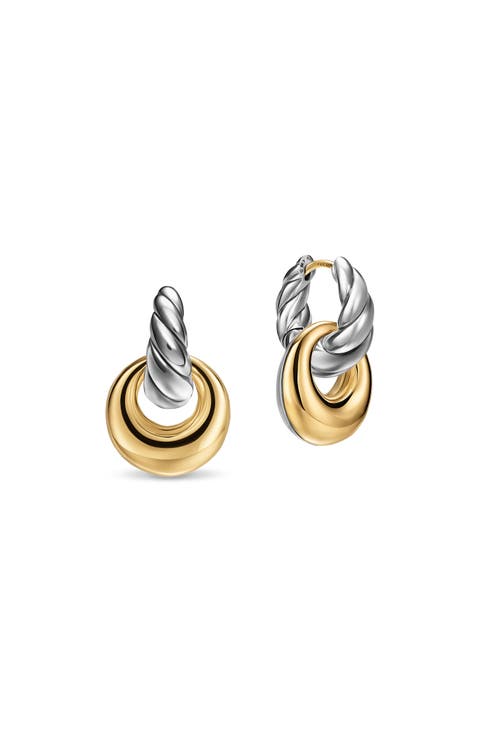 Sculpted Cable 14k Gold & Sterling Silver Drop Earrings